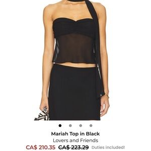 Lovers + Friends Black Sheer Cropped One-Shoulder Top